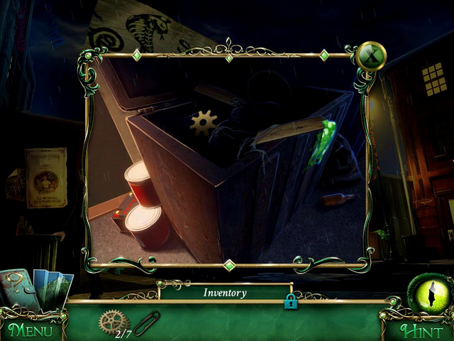 Main street: at the entrance to the garage, you find a container, where youve found a piece of shirt - Collectibles - Collectibles and puzzles - 9 Clues: The Secret of Serpent Creek - Game Guide and Walkthrough