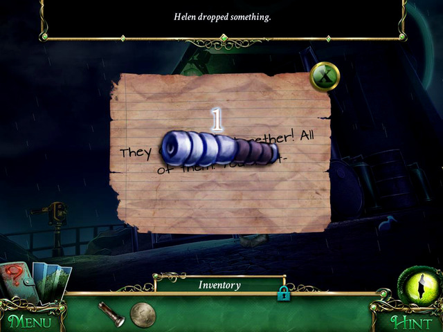 A moment after seeing Helen in the Lighthouse window, a message falls on the ground - Sewers - Main storyline - 9 Clues: The Secret of Serpent Creek - Game Guide and Walkthrough
