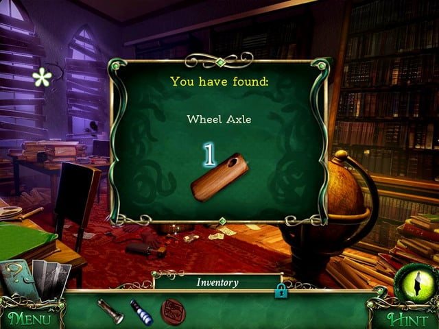 On the wall between windows you find question mark - Library - Main storyline - 9 Clues: The Secret of Serpent Creek - Game Guide and Walkthrough