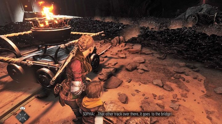 Start moving the left cart along the rails - Plague Tale Requiem: Chapter 11, Explore the underground area - walkthrough - Chapter 11 - The Cradle of Centuries - A Plague Tale Requiem Guide, Walkthrough