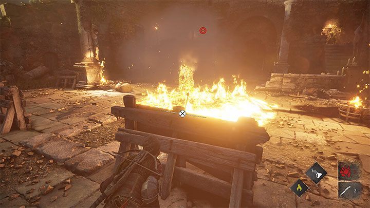 Use your crossbow or tar and Ignifiers against armored foes - tar will stop them in their tracks and Ignifiers will burn them - Plague Tale Requiem: Chapter 10, Survive the assault - walkthrough - Chapter 10 - Bloodline - A Plague Tale Requiem Guide, Walkthrough