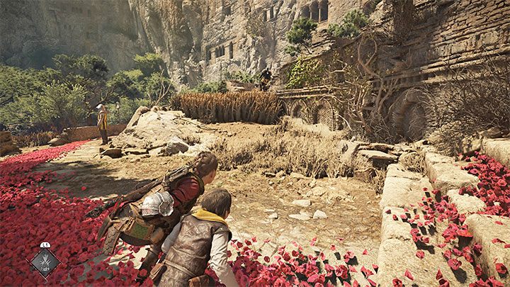 Your destination is the tower on the left hill, given that the main gate is closed - Plague Tale Requiem: Chapter 9, Find a way around the checkpoint - walkthrough - Chapter 9 - Tales and Revelations - A Plague Tale Requiem Guide, Walkthrough