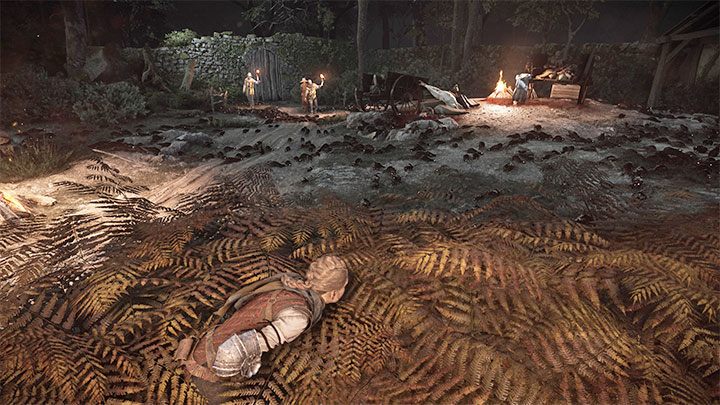 You will reach a herbalist accompanied by a guard - Plague Tale Requiem: Chapter 3, Find and rescue Lucas - walkthrough - Chapter 3 - A Burden of Blood - A Plague Tale Requiem Guide, Walkthrough