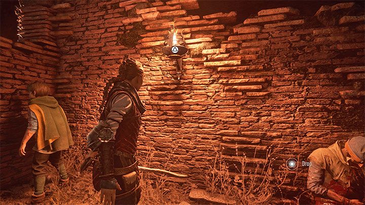 In the new area you will find Sticks - they can serve as light sources but are quickly depleted and you must always hurry when relying on them to light the way - Plague Tale Requiem: Chapter 2, Exit the arenas underground - walkthrough - Chapter 2 - Newcomers - A Plague Tale Requiem Guide, Walkthrough