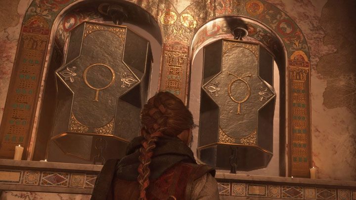 The picture above shows the correct right symbols - Plague Tale Requiem: Chapter 2, Exit the arenas underground - walkthrough - Chapter 2 - Newcomers - A Plague Tale Requiem Guide, Walkthrough