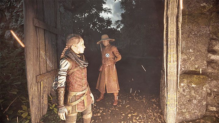 Unfortunately, even if you approach the herbalist, you won't be able to talk to him (the example in the picture shows that you can interact with the gate - this is a bug) - Plague Tale Requiem: Can you save the herbalist in chapter 3? - FAQ - A Plague Tale Requiem Guide, Walkthrough