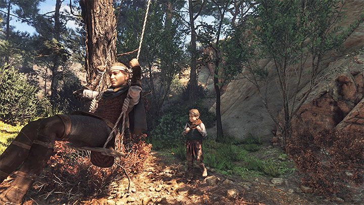 A new path will lead you to a swing - you need to interact with it - Plague Tale Requiem: Chapter 6 (Leaving All Behind - list of secrets - Hugo Herbarium and Souvenirs - A Plague Tale Requiem Guide, Walkthrough