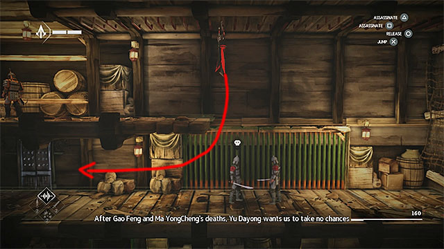 Go left to reach first secret - The Port - walkthrough for sequence 3 - Walkthrough - Assassins Creed Chronicles: China - Game Guide and Walkthrough