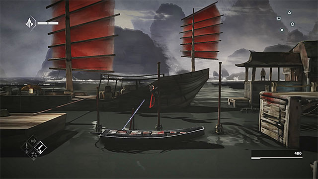 Boat with a rope that can be cut - The Port - walkthrough for sequence 3 - Walkthrough - Assassins Creed Chronicles: China - Game Guide and Walkthrough