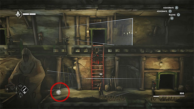 You must distract the guard in order to secure a safe passage to the secret - Shards in sequence 2 - The return - Animus shards - Assassins Creed Chronicles: China - Game Guide and Walkthrough