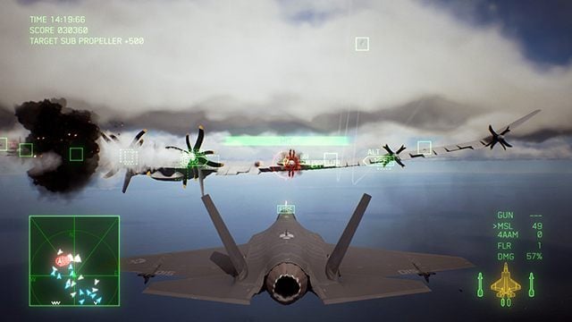 After destroying the main propellers, time for the sub ones. - How to defeat Arsenal Bird boss in Ace Combat 7 Skies Unknown? - Air combat - Ace Combat 7 Skies Unknown Guide