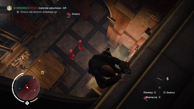 The safest way to get to the next chest is through the roof - you can climb on the roof from the place where you blew the chest that was described as third - 01 - Strange Bedfellows | Syndicate Sequence 8 Walkthrough - Sequence 8 - Assassins Creed: Syndicate Game Guide & Walkthrough