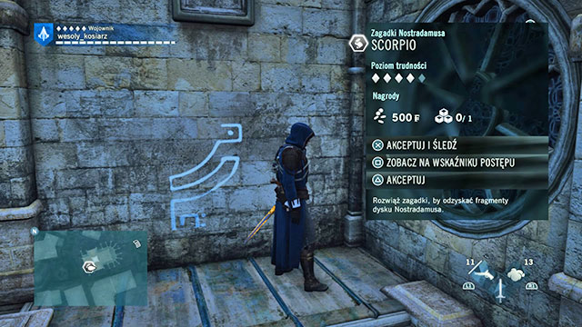 The symbol is on the wall of the church, at the height of the first floor, next to the stained-glass window - Side quests | Marais map in AC Unity - Marais - Assassins Creed: Unity Game Guide & Walkthrough