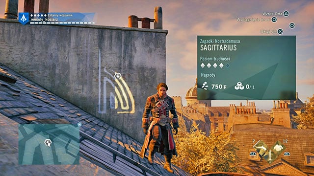 The symbol is on the roof of the building, on the wall housing the chimneys - Side quests | Faubourg Saint-Germain map in AC Unity - Faubourg Saint-Germain - Assassins Creed: Unity Game Guide & Walkthrough