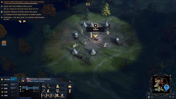 After pushing back the 2nd wave of enemies, mark Willikin and gather more allies from the nearby camp - Age of Empires 4: The Siege of Dover (The Normans) - walkthrough - The Normans - Age of Empires 4 Guide