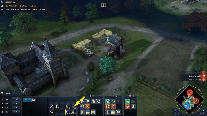 Once the mission begins, immediately start hiring new military units - Age of Empires 4: The Siege of Paris (The Hundred Years War) - walkthrough - The Hundred Years War - Age of Empires 4 Guide