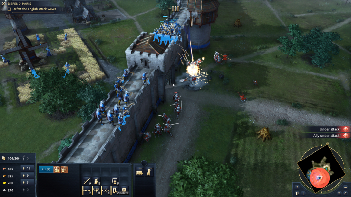 Position your entire army on the city walls and prepare for 1 wave - Age of Empires 4: The Siege of Paris (The Hundred Years War) - walkthrough - The Hundred Years War - Age of Empires 4 Guide