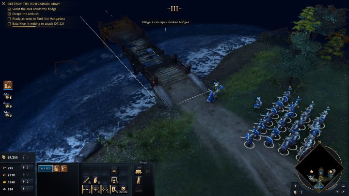 Divide the army into 2 groups and place them at designated points on the map - Age of Empires 4: The Battle of Mohi (The Mongol Empire) - walkthrough - The Mongol Empire - Age of Empires 4 Guide