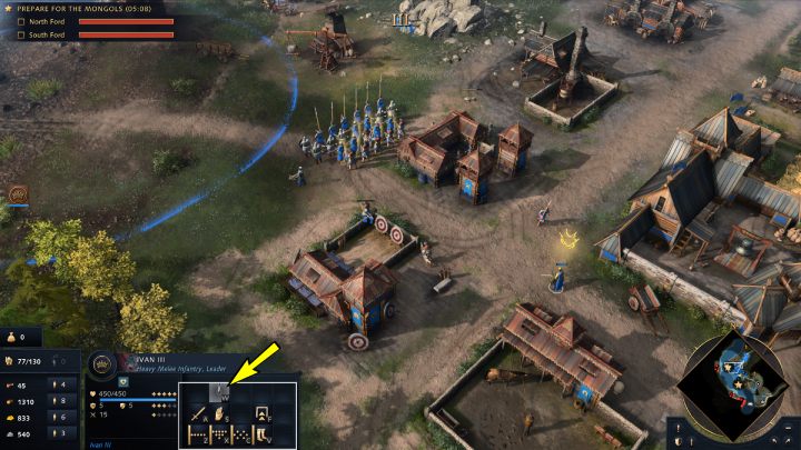 Start hiring new units in military buildings and set up Rally Points at river crossings - Age of Empires 4: Great Stand on the Ugra River (The Rise of Moscow) - walkthrough - The Rise of Moscow - Age of Empires 4 Guide