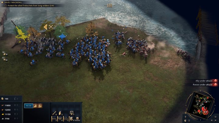 Place your squads near the machines and eliminate any Chinese troops coming from the nearby bridge - Age of Empires 4: The Song Fortress (The Mongol Empire) - walkthrough - The Mongol Empire - Age of Empires 4 Guide