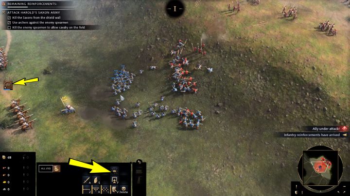 The icon on the left side of the screen shows William's health - Age of Empires 4: The Battle of Hastings (The Normans) - walkthrough - The Normans - Age of Empires 4 game guide