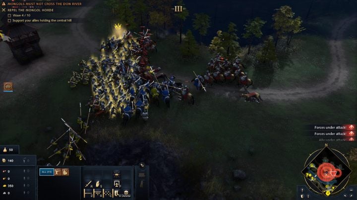 After repelling the next enemy wave you'll receive a notification and a cavalry unit forming - Age of Empires 4: The Battle of Kulikovo (The Rise of Moscow) - walkthrough - The Rise of Moscow - Age of Empires 4 Guide