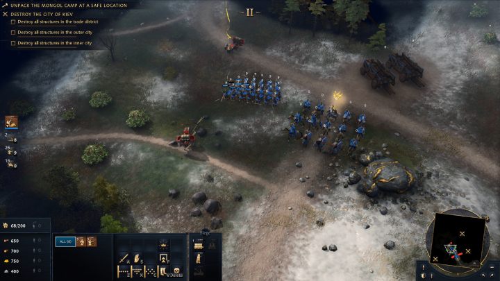 Defeat all groups of enemies standing near the wall and bring the tents and Villagers - Age of Empires 4: The Siege of Kiev (The Mongol Empire) - walkthrough - The Mongol Empire - Age of Empires 4 Guide