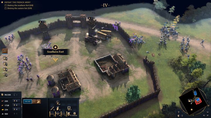 The French camps are surrounded by wooden fortifications - Age of Empires 4: Second Battle of Lincoln (The Normans) - walkthrough - The Normans - Age of Empires 4 Guide