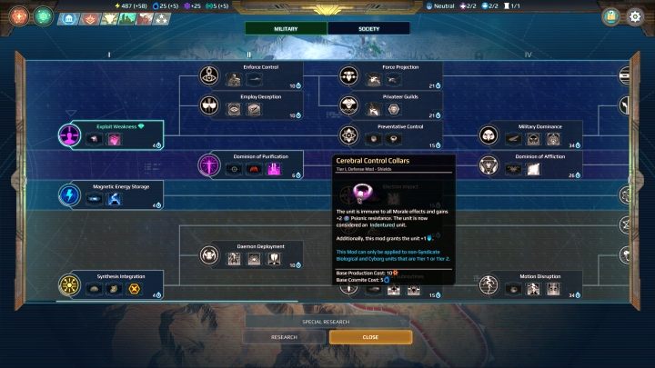 Preventative Control technology should be researched as soon as possible. - Syndicate | Factions in Age of Wonders Planetfall - Factions - Age of Wonders Planetfall Guide