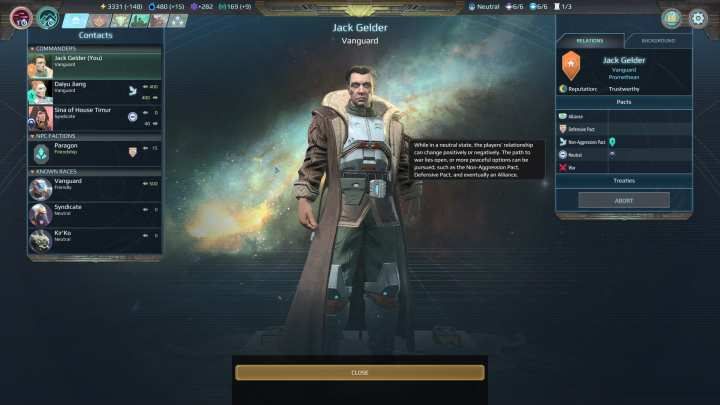 The diplomacy window. - Diplomacy and trade in Age of Wonders Planetfall - Gameplay mechanics - Age of Wonders Planetfall Guide