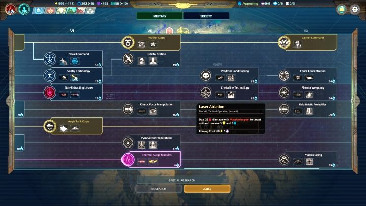 Operations are unlocked by means of a variety of technological research. - Operations in Age of Wonders Planetfall - Gameplay mechanics - Age of Wonders Planetfall Guide