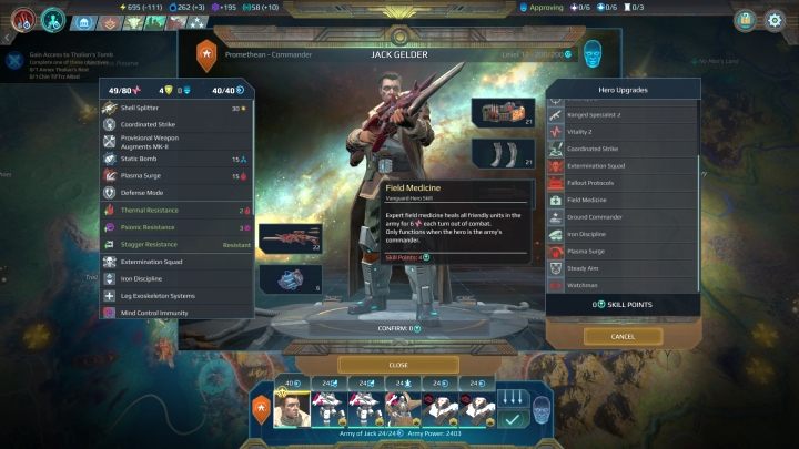 Field Medicines ability allows heroes to regenerate health points lost by soldiers. - Army Management in Age of Wonders Planetfall - Army - Age of Wonders Planetfall Guide