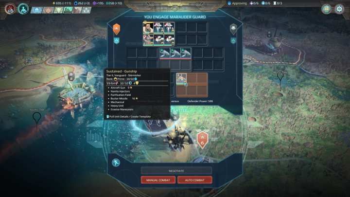 Before you enter a battle, it is recommended to check who your up against. - Beginning of a battle in Age of Wonders Planetfall - Battles - Age of Wonders Planetfall Guide