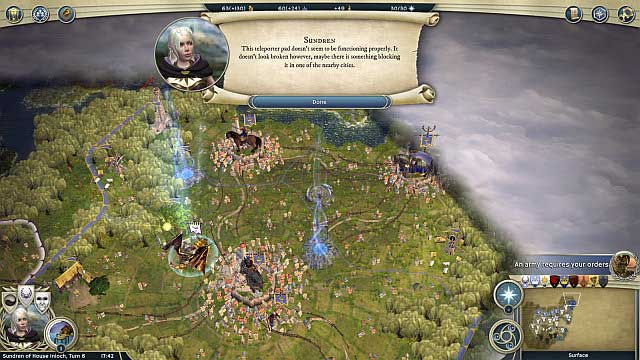 Activating teleporters will allow you to summon units into the battlefield quickly. - Fury of the Ancients - walkthrough - The Elven Court Campaign - Age of Wonders III - Game Guide and Walkthrough