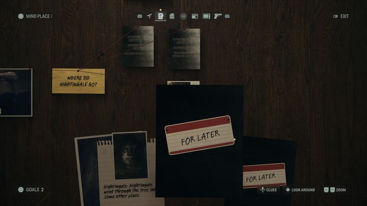 These circumstantial evidence without any context are marked as For Later - Alan Wake 2: How to unlock For Later tracks? - Tasks and puzzles - Alan Wake 2 Guide