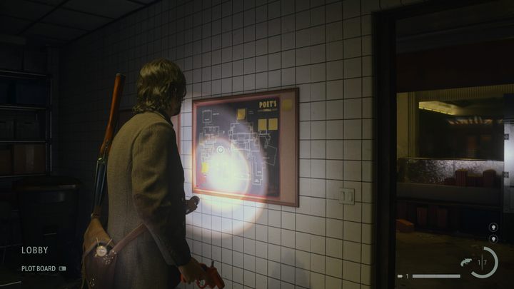 When you get to the theater, go around the snack counter located opposite the entrance - Alan Wake 2: All location maps - Alan - Initiation - Alan Wake - Alan Wake 2 Guide
