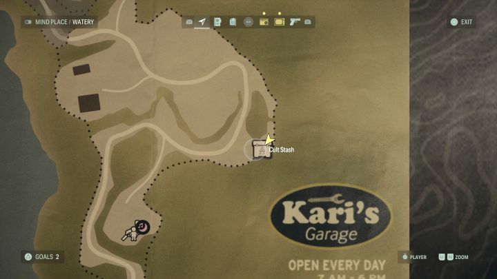 The hut is located in the forest in the eastern part of the map, and you can turn it into a Break Room after activating the generator - Alan Wake 2: All Cult Stashes in Watery - Cult Stashes - Alan Wake 2 Guide