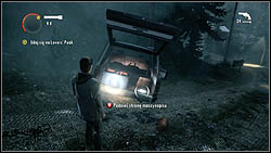 Next sheet of the manuscript is in the trunk of a car standing on the main road, next to a phone booth - Alan Wake: Episode 2 Taken - list of manuscript pages - Manuscript - Alan Wake Game Guide & Walkthrough