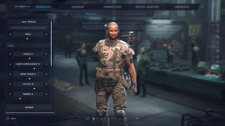 The basic options of the customize menu are - Aliens Dark Descent: How to change the apperance of marines? - FAQ - Aliens Dark Descent Guide