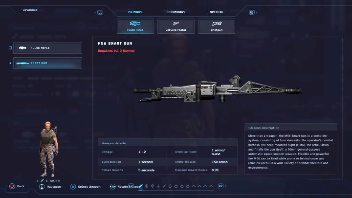 The main weapon selection screen will open - Aliens Dark Descent: How to unlock the Smart Gun? - FAQ - Aliens Dark Descent Guide