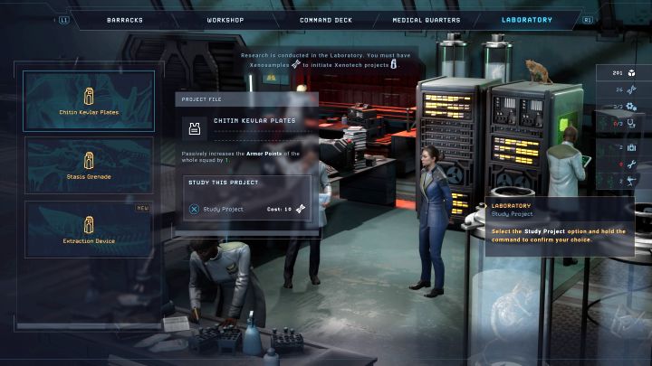 This important area of the base allows you to conduct research that can facilitate gameplay and unlock new pieces of equipment (e - Aliens Dark Descent: USS Otago Command Center - Base management - Aliens Dark Descent Guide