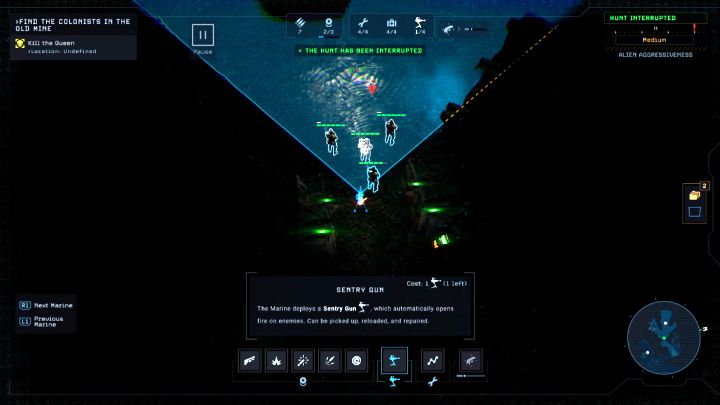 Right after the battle begins, place the Sentry Gun at the entrance to the lair - Aliens Dark Descent: How to beat Alien Queen in Dead Hills? - Bosses - Aliens Dark Descent Guide