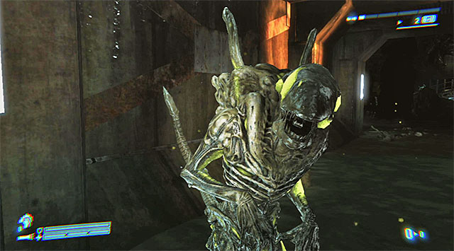 Here's where you'll run into a new variety of aliens, as seen on screenshot 1 - Find a Way Out of the Sewers - Mission 5: The Raven - Aliens: Colonial Marines - Game Guide and Walkthrough