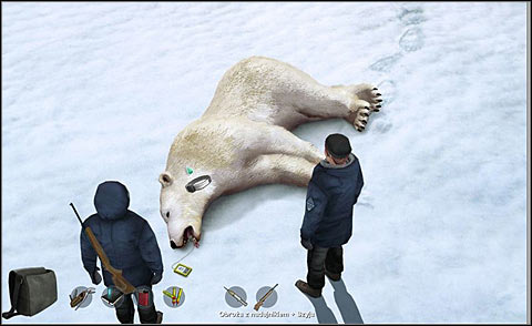 Finally remove the sedative dart from her back and put the tracking collar on her neck - Stun the bear and perform standard actions - Day 1 - Alpha Polaris - Game Guide and Walkthrough