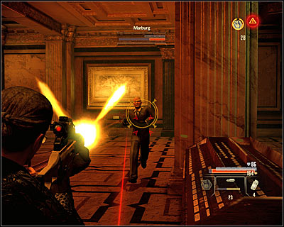 The conversation with Conrad Marburg will start right after you defeat him, regardless of whether you decided to save Madison or disarm the bombs - Walkthrough - Rome - Intercept Marburg at Museum of Art - Walkthrough - Rome - Alpha Protocol: The Espionage RPG - Game Guide and Walkthrough