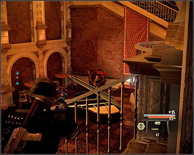 Open the door and go down the stairs (M11, 14) to the mezzanine - Walkthrough - Rome - Investigate Marburgs Villa - Walkthrough - Rome - Alpha Protocol: The Espionage RPG - Game Guide and Walkthrough