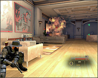 I'd suggest beginning the exploration of the new part of the mansion with checking out the small room in the south, in which you will find Extended SMG Clips (SMG upgrade) (M9, 1) - Walkthrough - Moscow - Assault Braykos Mansion - Walkthrough - Moscow - Alpha Protocol: The Espionage RPG - Game Guide and Walkthrough