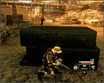 Duck behind the crates and use the sound emitter from as far as possible in order to lure him - Walkthrough - Saudi Arabia - Intercept Shaheed and Recover Missiles - Walkthrough - Saudi Arabia - Alpha Protocol: The Espionage RPG - Game Guide and Walkthrough