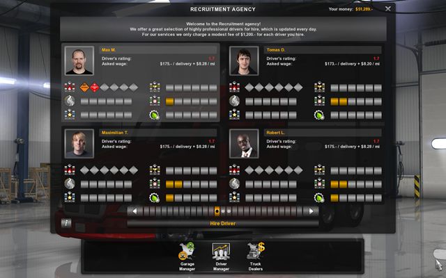 Employ new drivers for each truck without any assignment - Owner of a company - Career - American Truck Simulator - Game Guide and Walkthrough