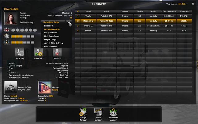 You can train your drivers using driver manager - Training employees - Employees - American Truck Simulator - Game Guide and Walkthrough